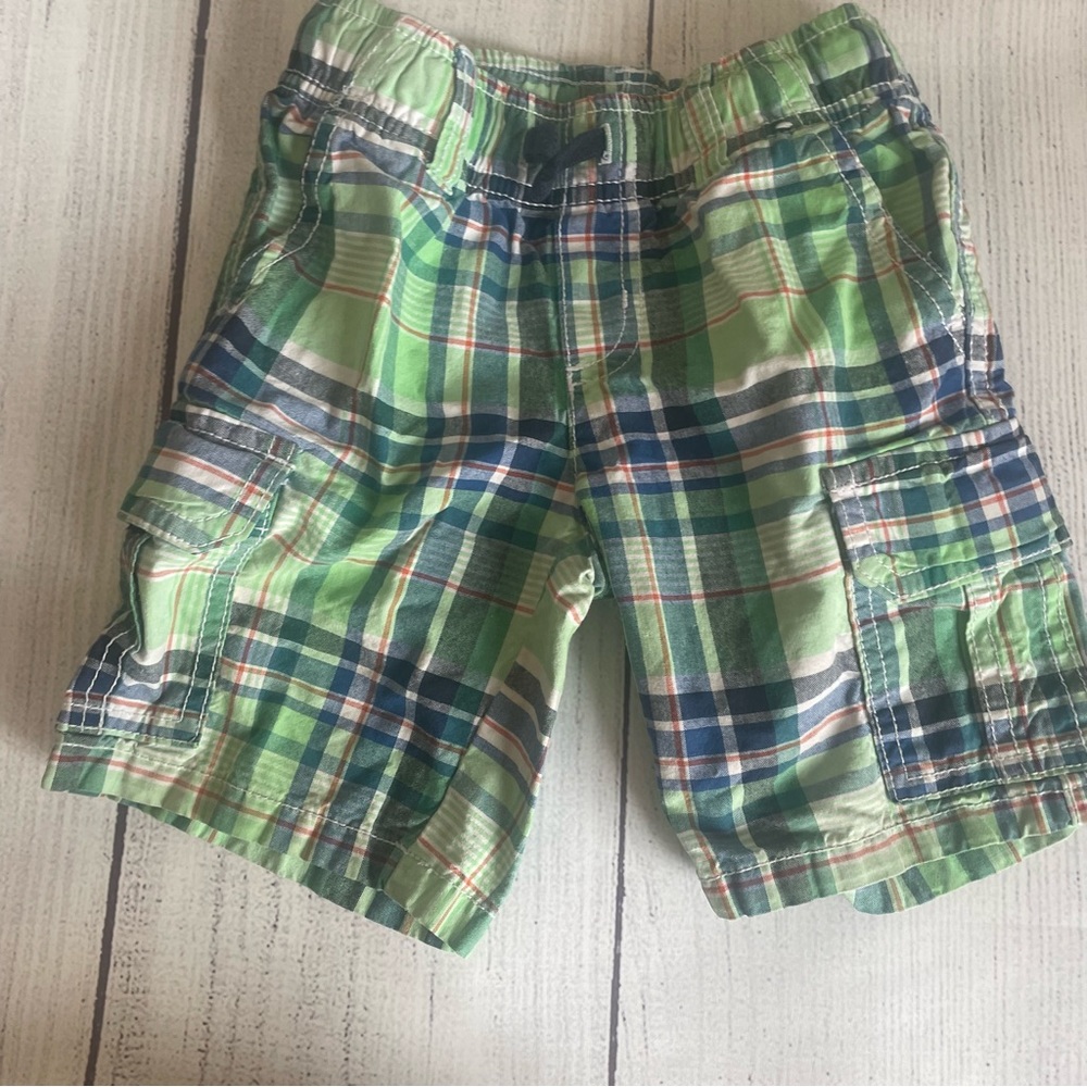 Gymboree Safari Ranger Green Plaid Cargo Shorts Size 3T